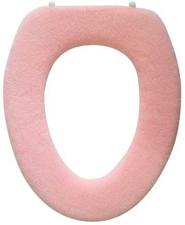 Soft Toilet Seat Cover - Plush & Thick Fabric Toilet Seat Warmer for Round & Elongated 14x18" Toilet Seats - Reusable, Machine-Washable, Easy-Install - Gift-Ready Packaging - Frost Gray