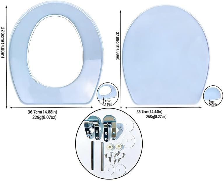 Epoxy Resin Silicone Molds Set Round Toilet Seat with Slow Close Hinges Never Loosen Heavy Duty Easy Clean 14 Inch Lid Cover