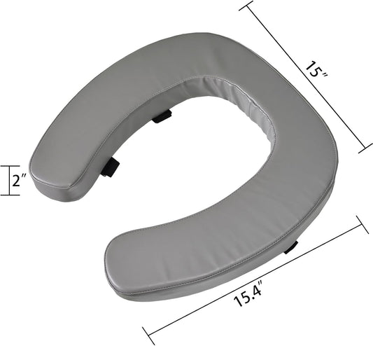 Padded Toilet Seat Cushion with 2-Inch High-Density Foam & Waterproof PU Fabric, U-Shape Padded Toilet Cushion - Secure Hook & Loop Tape, Fits Standard Toilets (Grey)