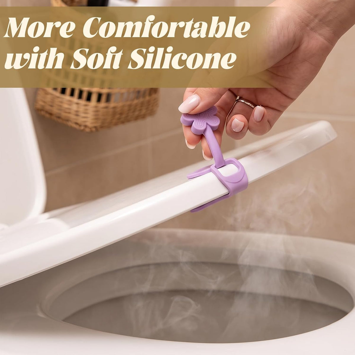 Toilet Lid Handle, Silicone Toilet Lifter with No-Touch Seat Lift, 4 Pack