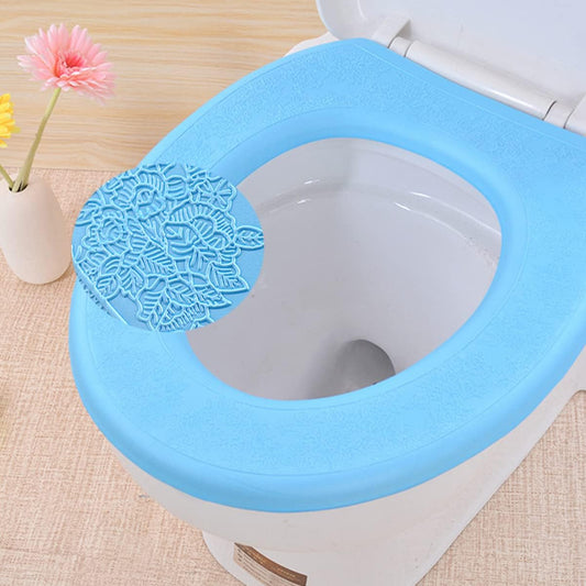 2pcs Eva O-Shaped Toilet Seat Cover Pads Thickened Sticky Design for Easy Cleaning Soft and Comfortable for Home Bathroom Green