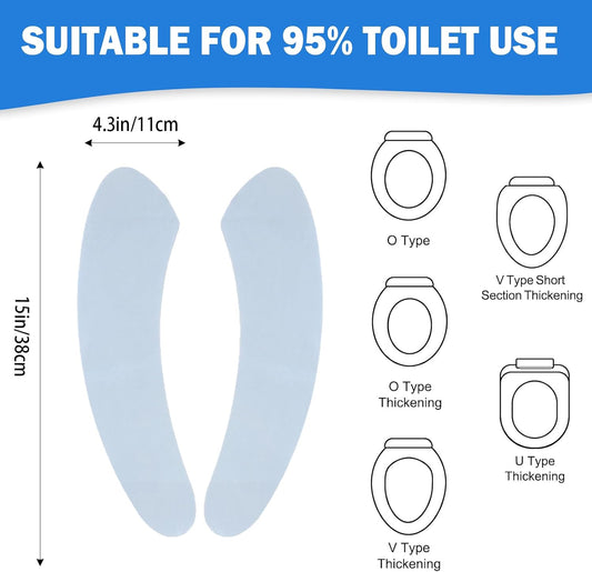 Thin and Warm Toilet Seat Cover Pad – Self-Adhesive, Adjustable and Cut-to-Fit, Comfortable and Easy to Clean, Perfect for Home Bathrooms (Blue)