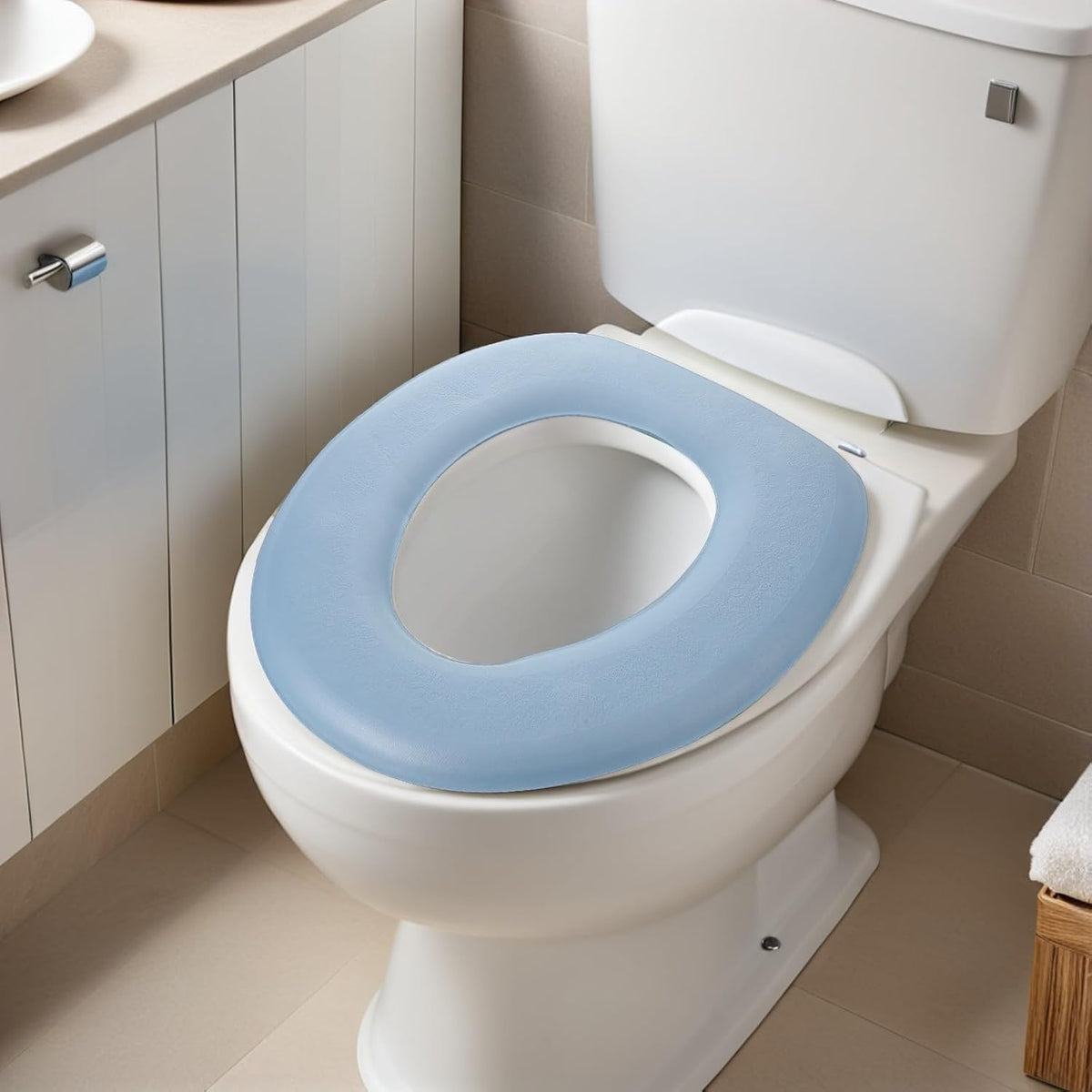 2pcs Eva Adhesive Toilet Seat Cushion O-shape Waterproof for Bathrooms
