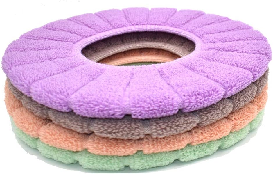 4 Pcs Soft Toilet Seat Cover Pad Thicker Washable Cloth Different Colors