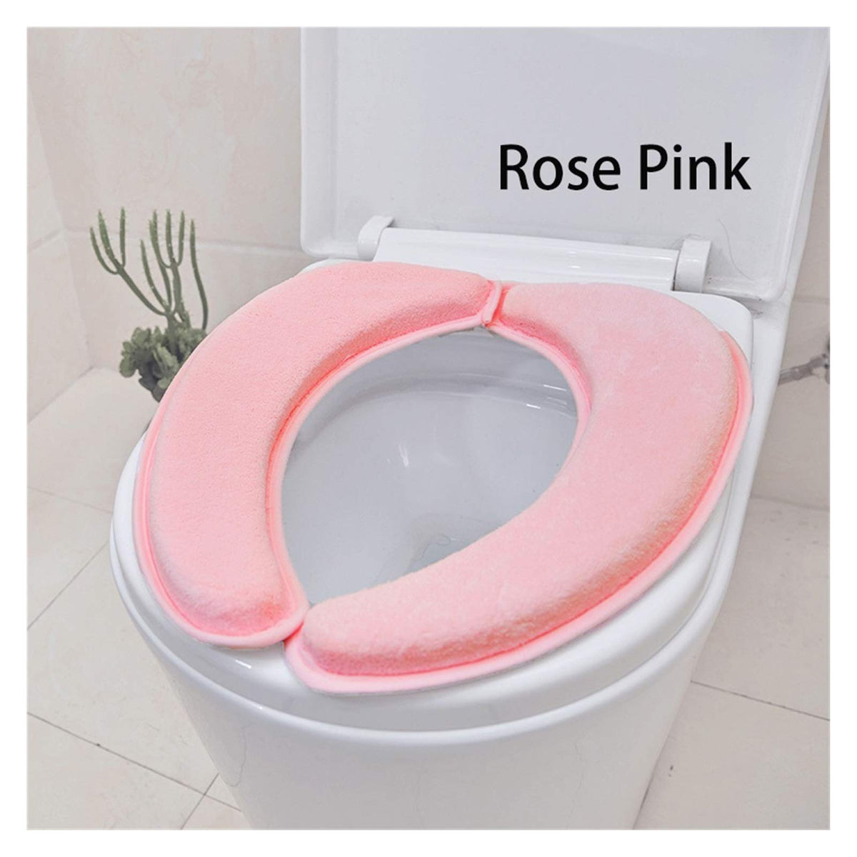 Extra thick Warm Soft Toilet Cover Seat Lid Pad Closestool Protector Bathroom Accessories Set Sticky Toilet Seat Cover Mat (Color : Rose Pink)