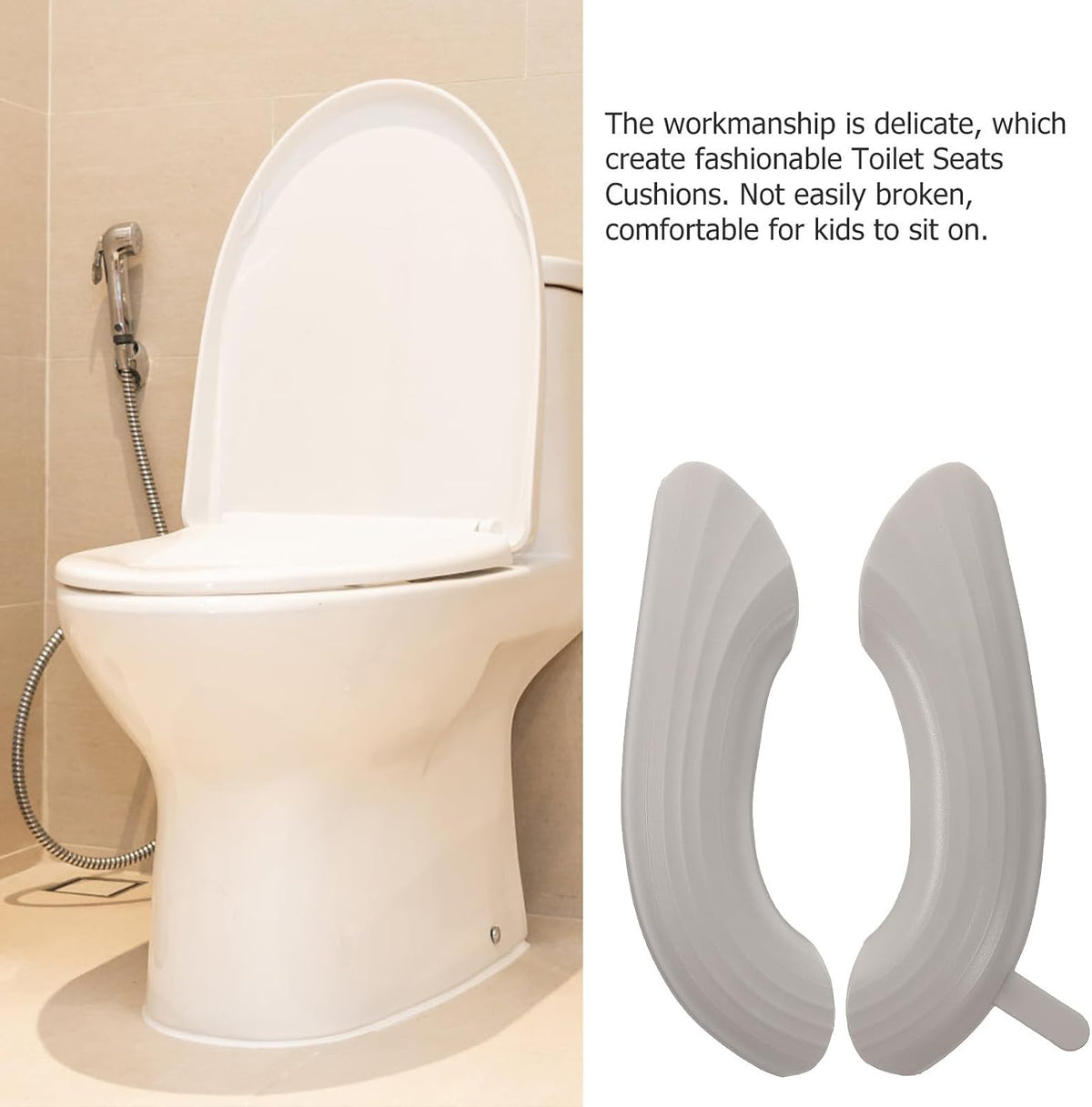 PRETYZOOM 2 Pairs Waterproof Toilet Seat Pads with Adhesive Backing, Soft Eva Material, Comfortable and Not Easily Broken, Bathroom Toilet Seat Cushions Warmer for Seasons Use