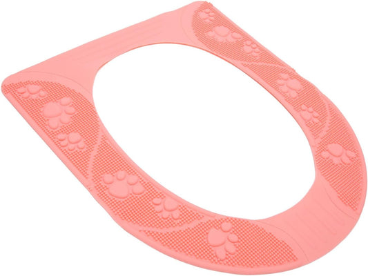 Silicone Toilet Seat Cover, Non Slip Design (Pink)