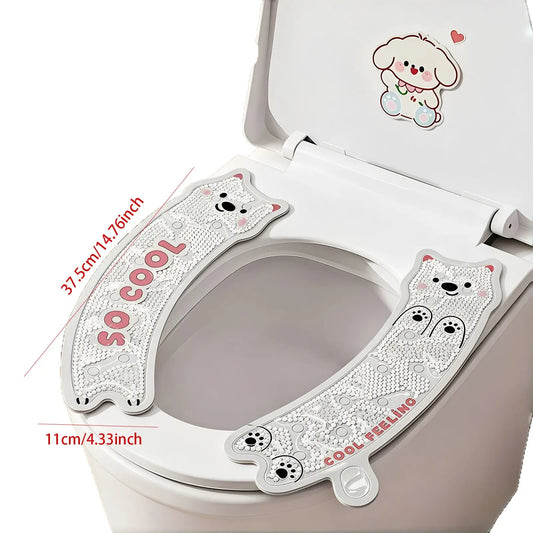 Cool Gel Toilet Seat Pad, Summer Non-Sticky Waterproof Adhesive Toilet Liner, Essential Summer Toilet Mat, No Wash Required, Comfortable & Hygienic