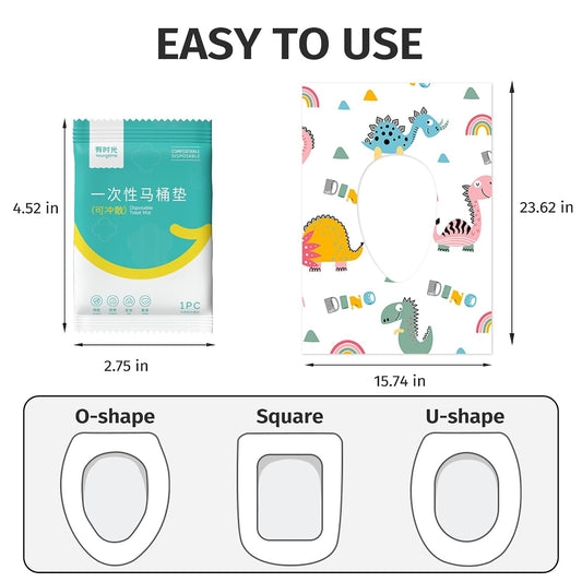 Dinosaur Toilet Seat Covers Disposable 60 Pack,Large Waterproof Potty Covers for Kids,Travel-Friendly Individual Packs,Perfect for Toddlers’ Potty Training in Public Restrooms