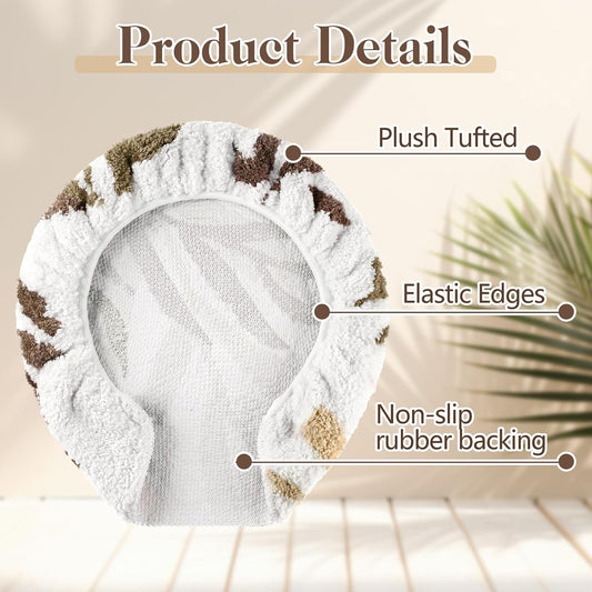 Mindsoft Brown Leaves Toilet Seat Covers Bathroom Toilet Lid Cover Soft Microfiber 17.5'' x 15'' Plush Tufted, Machine Washable, Adjustable Rubber Backing Fits Most Round Elongated Oblong Lids