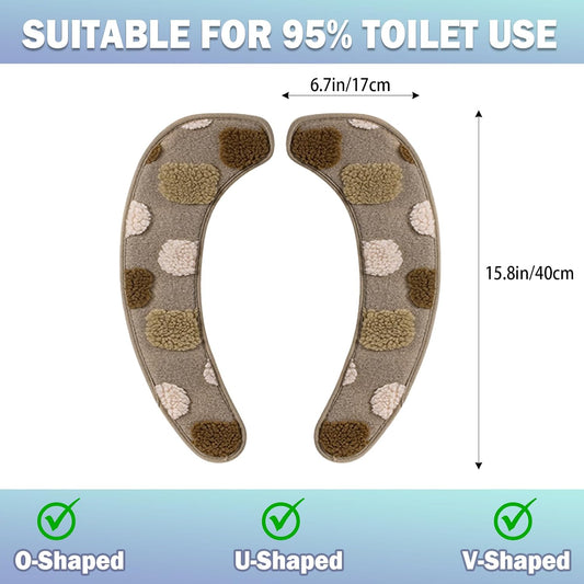Thick and Warm Toilet Seat Cover – Washable, Reusable Cushion with TPR Adhesive Back & Decorative Pattern for Comfort & Insulation (Brown)