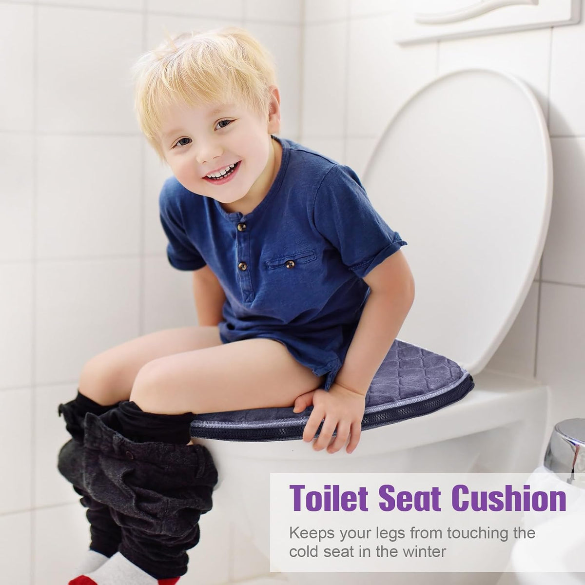 Riakrum 8 Pcs Toilet Seat Covers Pads for Bathroom Soft Thicker Warmer Toilet Seat Cushion Covers Comfortable Washable Toilet Seat Cover Pads with Zipper Home Reusable