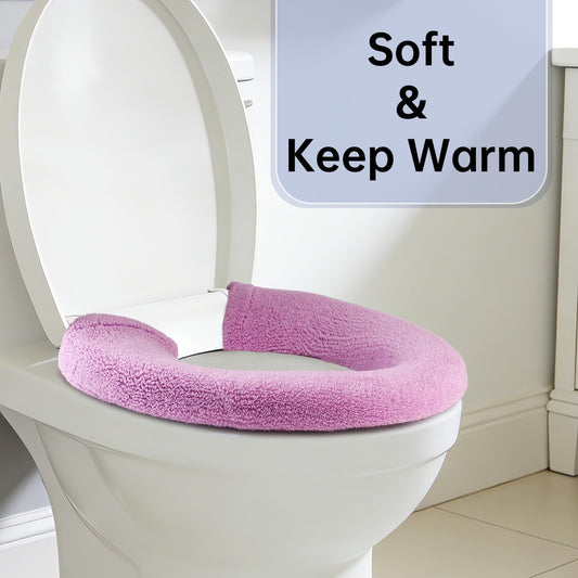Toilet Seat Cover with Snaps Fixed,Thick Warmer,Machine Washable(purple)