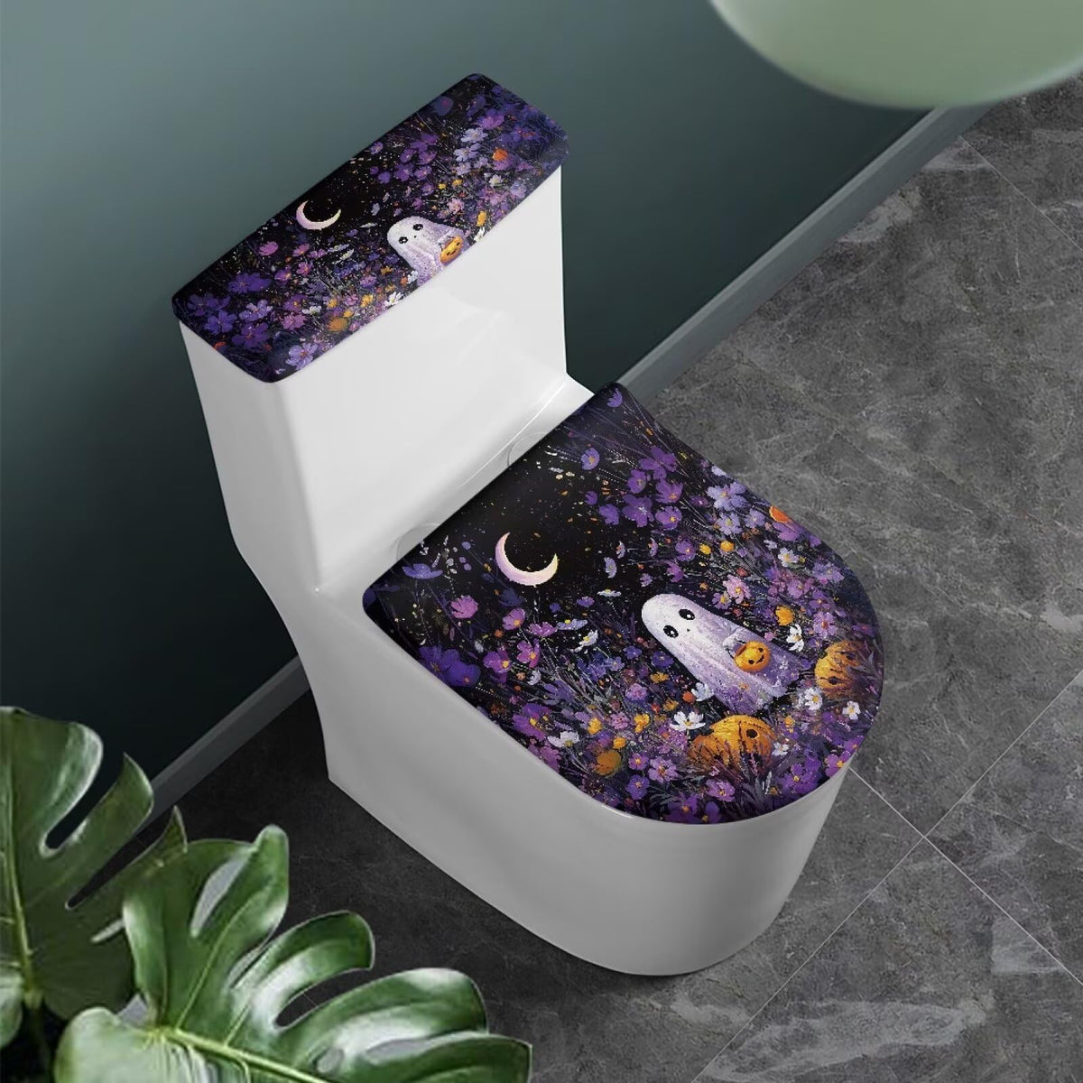 White Marble Lid Cover and Toilet Tank Lid Cover Set of 2,Modern Marble Print Toilet Decoration Replacement Novelty Decorations for Bathroom Accessory Fit Most Round Elongated and Oblong