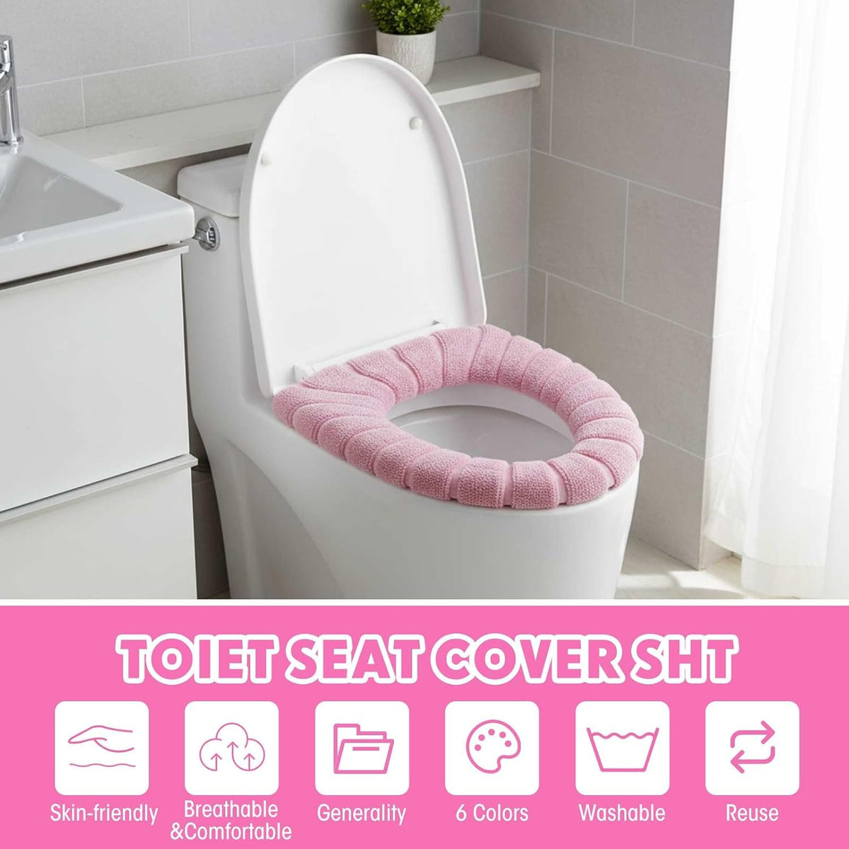 Tegeme 12 Pcs 11.8'' Thicker Bathroom Toilet Seat Cover Pads Bulk,Colorful