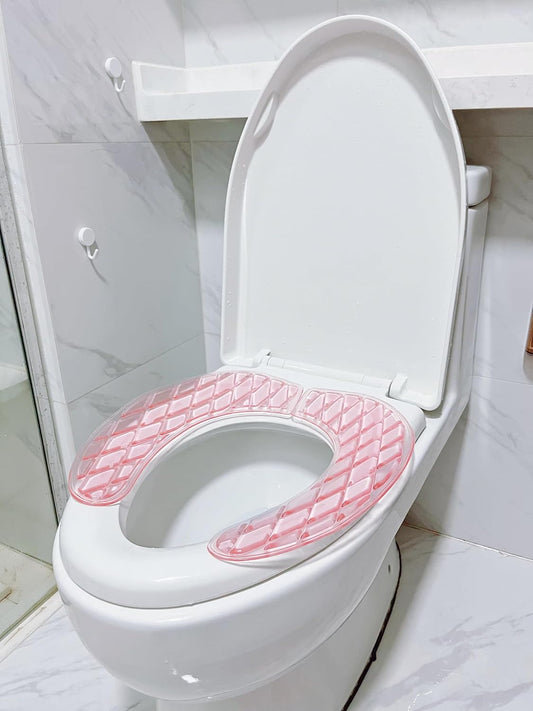 Gel Toilet Seat Cushion - Toilet Cushion for Bathroom - Portable and Washable - Universal Padded Toilet seat for Standard U Shape Toilet Seats -Adhesive Toilet Seat Cushion for Women Seniors (Pink)