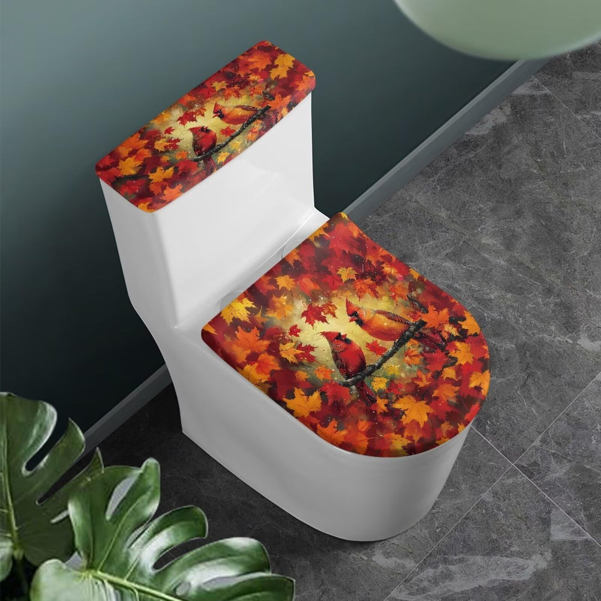 Gray Marble Toilet Cover Set 2 Pack Toilet Seat and Tank Lid Cover Replacement Universal with Elastic Bottom Easy to Clean Bathroom Home Indoor Decoration