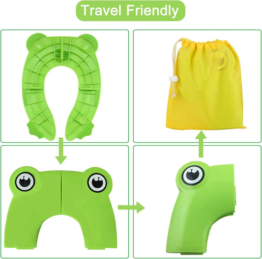 PandaEar Toilet Seat Cover | Folding Travel Toilet Seat for Children and Potty Training | Portable Silicone Toilet Seat for Toddlers, Boys & Girls with Non-Slip Silicone Pads