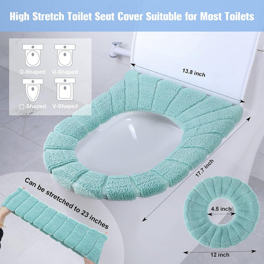 Moukeren 8 Pcs 11.8'' Thicker Bathroom Commode Seat Covers, Simple Colors