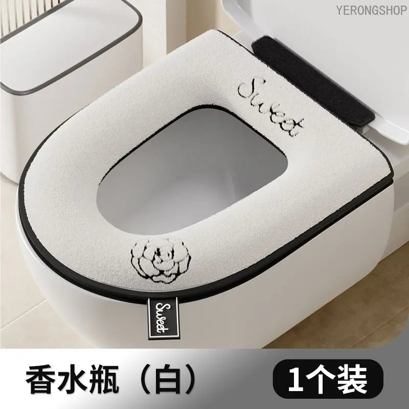 Chic Zipper Toilet Seat Cushion, Waterproof All Season Universal Toilet Pad, Soft Comfortable Household Bathroom Accessories, Easy Install & Washable Toilet Seat Cover, Practical Home Supplies for Daily Bathroom Use