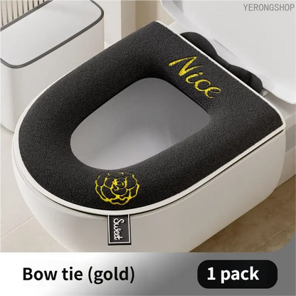 Chic Zipper Toilet Seat Cushion, Waterproof All Season Universal Toilet Pad, Soft Comfortable Household Bathroom Accessories, Easy Install & Washable Toilet Seat Cover, Practical Home Supplies for Daily Bathroom Use