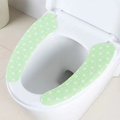 Silicone World 1 Pair Reusable Warm Toilet Seat Filling Washable Bathroom Mat Seat Cover Thick Cartoon Sticky Toilet Cushion