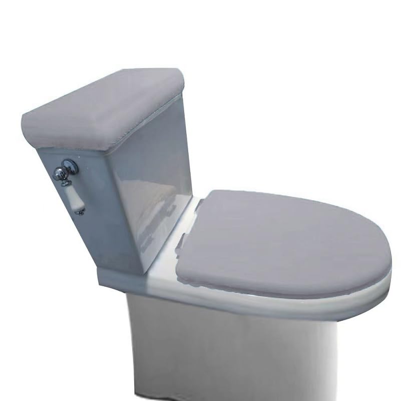 Madeals Velvet Toilet Lid Cover and Toilet Tank Lid Cover Fabric Cover for A Lid Toilet Tank Black
