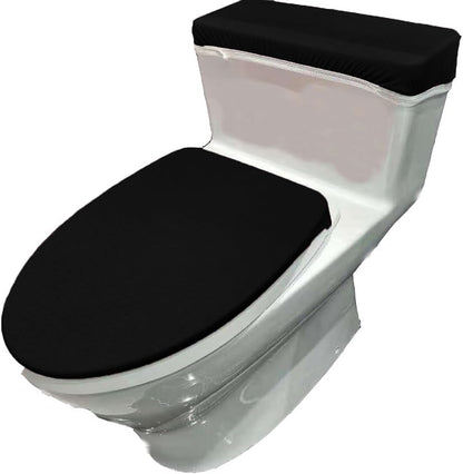 Madeals Velvet Toilet Lid Cover and Toilet Tank Lid Cover Fabric Cover for A Lid Toilet Tank Black