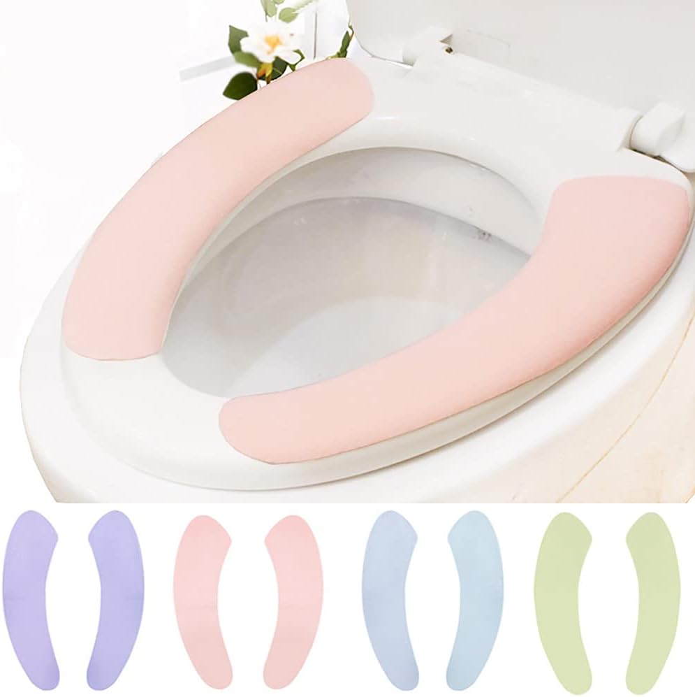 Joyhey 4 Set Bathroom Warmer Toilet Seat Cover Pads Washable and Reusable Cushion