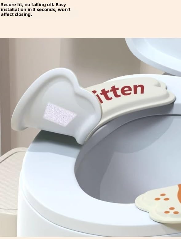 Waterproof EVA Toilet Seat Cover with Cartoon Visuals and Non Slip Base plus Fastener for Standard Toilet Seat Compatibility (cat)