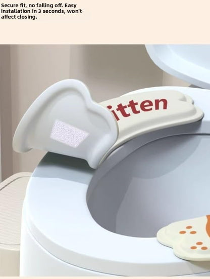 Waterproof EVA Toilet Seat Cover with Cartoon Visuals and Non Slip Base plus Fastener for Standard Toilet Seat Compatibility (cat)