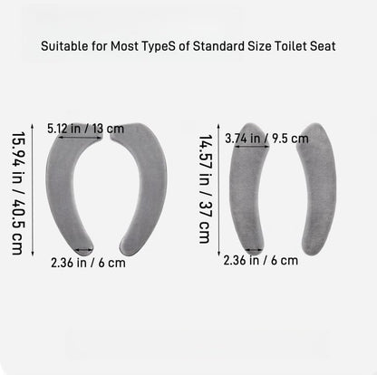 Flannel Toilet Seat Cushion Cover, Portable Self-Adhesive Toilet Seat Cover, Universal Washable and Reusable Toilet Lid Cover (Green)