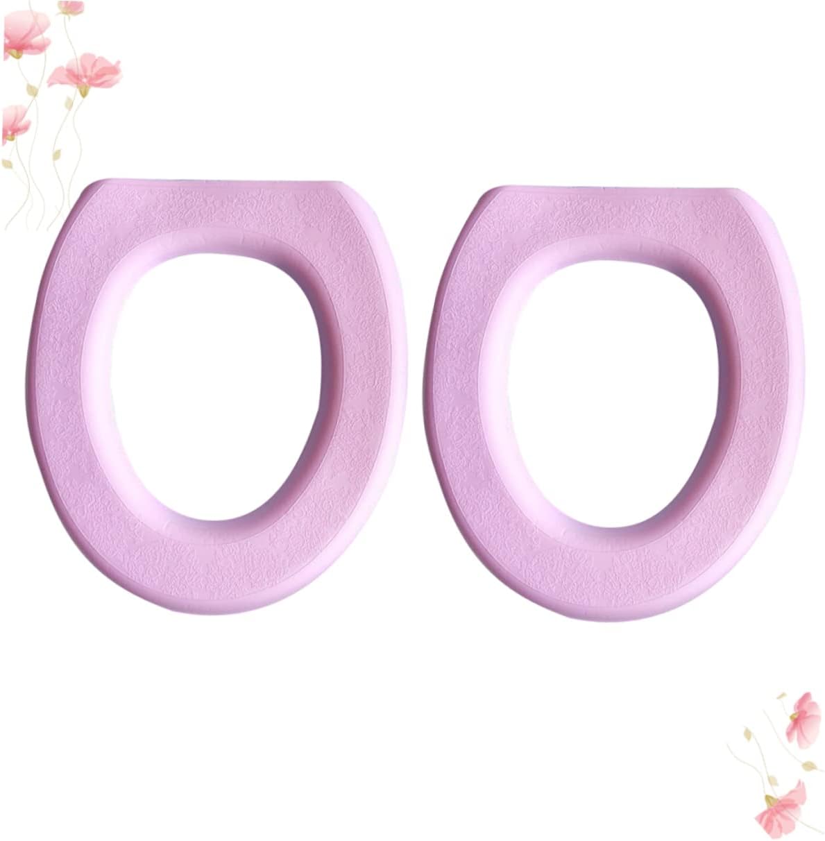 Luxshiny 2Pcs Pink Eva Toilet Mat Thick Sticky Toilet Seat Cover Pads Practical Bathroom Accessories for Home Comfortable and Warm Toilet Cushion
