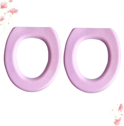 Luxshiny 2Pcs Pink Eva Toilet Mat Thick Sticky Toilet Seat Cover Pads Practical Bathroom Accessories for Home Comfortable and Warm Toilet Cushion