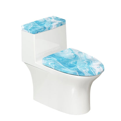 White Marble Lid Cover and Toilet Tank Lid Cover Set of 2,Modern Marble Print Toilet Decoration Replacement Novelty Decorations for Bathroom Accessory Fit Most Round Elongated and Oblong