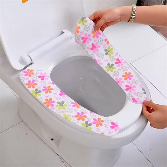 4 Pair Sticky Toilet Seat Lid Cover Pads Washable Toilet Warmer Mat Proector Liner for Bathroom Toilet Seat Cover Pads