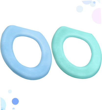 2Pcs Thick Eva Toilet Seat Covers Washable and Sticky Mats for Bathroom and Green Blue Design for Home Use