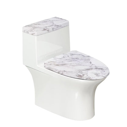 White Marble Lid Cover and Toilet Tank Lid Cover Set of 2,Modern Marble Print Toilet Decoration Replacement Novelty Decorations for Bathroom Accessory Fit Most Round Elongated and Oblong