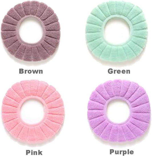 4 Pcs Soft Toilet Seat Cover Pad Thicker Washable Cloth Different Colors