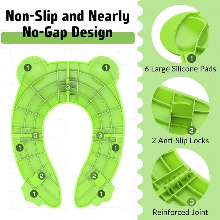 Maliton Foldable Travel Potty Training Seat for Toddlers, Green Frog