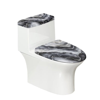 White Marble Lid Cover and Toilet Tank Lid Cover Set of 2,Modern Marble Print Toilet Decoration Replacement Novelty Decorations for Bathroom Accessory Fit Most Round Elongated and Oblong