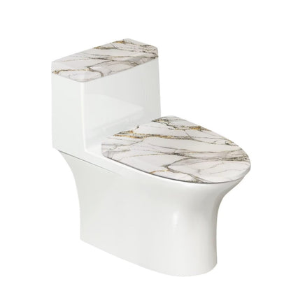 White Marble Lid Cover and Toilet Tank Lid Cover Set of 2,Modern Marble Print Toilet Decoration Replacement Novelty Decorations for Bathroom Accessory Fit Most Round Elongated and Oblong