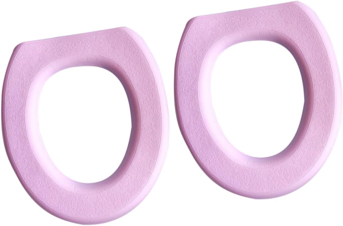 ULTECHNOVO 2Pcs Thick Eva Toilet Seat Cover Pads Practical Sticky Toilet Mat for Home Bathroom Use Pink Comfortable and Washable Toilet Cushion Pad