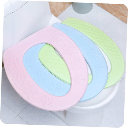 Hemobllo 3pcs Sticky Toilet Seat Cushion Four Seasons Toilet Pad for Cold Insulation Easy to Install Comfortable and Stretchy Pink Green and Blue