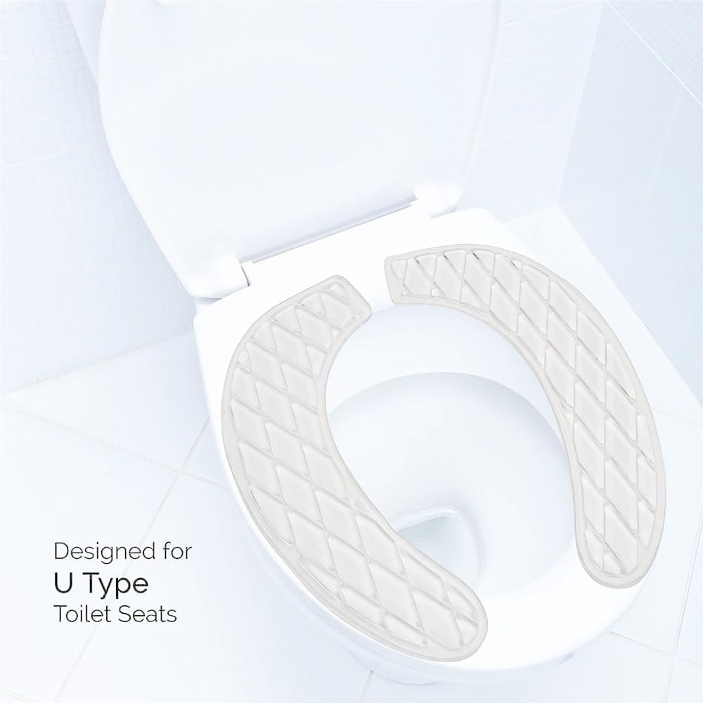 Gel Toilet Seat Cushion Washable Toilet Seat Cover,Padded Riser Cushion for Toilets & Commode Chair Reusable Adhesive Donut Pad U-Shape for Family