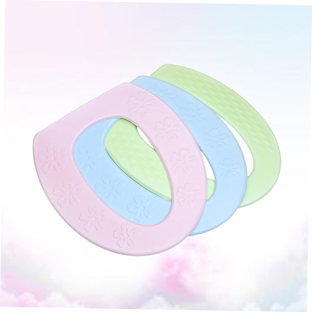 3pcs Waterproof Toilet Seat Cushion Pad Sticky Foam Insulation for Cold Weather Universal Fit for Home Use Soft Cushioned Design in Pink