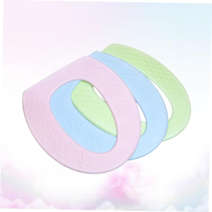 3pcs Waterproof Toilet Seat Cushion Pad Sticky Foam Insulation for Cold Weather Universal Fit for Home Use Soft Cushioned Design in Pink