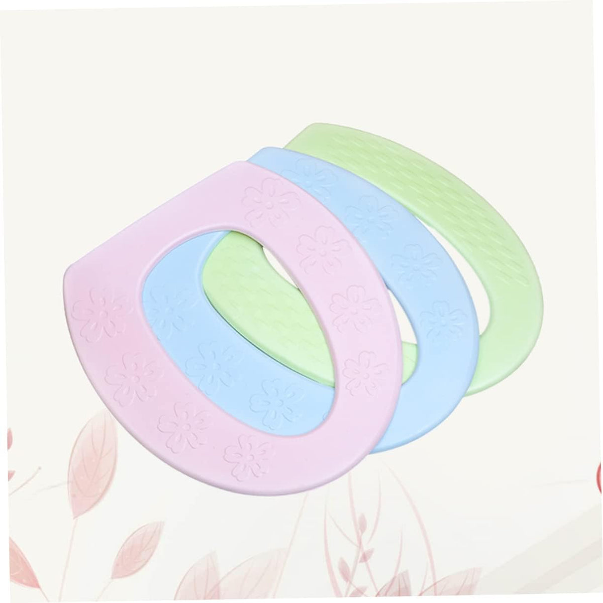 Hemobllo 3pcs Sticky Toilet Seat Cushion Four Seasons Toilet Pad for Cold Insulation Easy to Install Comfortable and Stretchy Pink Green and Blue