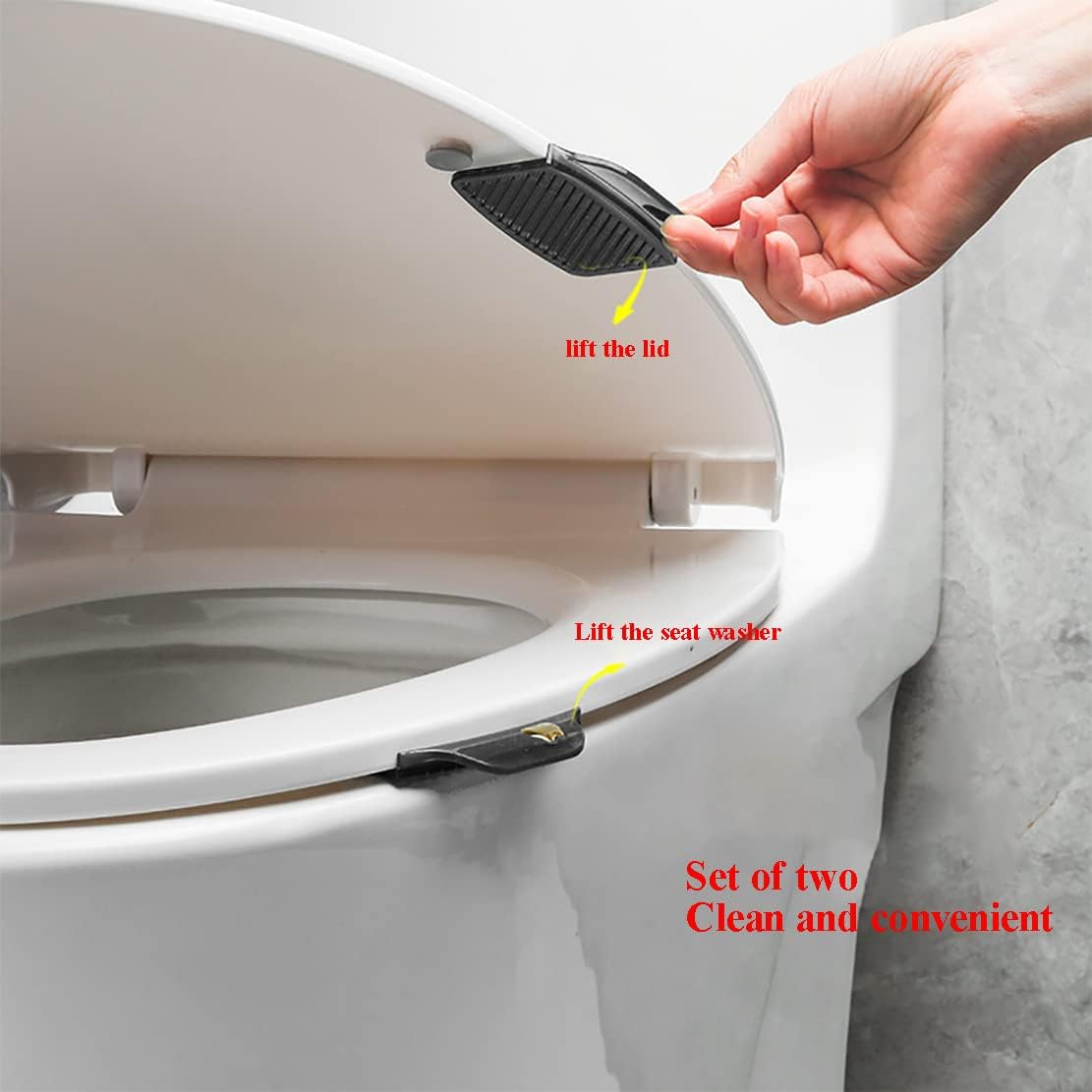 2-Piece Toilet Seat Handle Lifter Toilet Seat Cover Lifter for Any Toilet Cover/Seat (2 PCS Black Lifter)