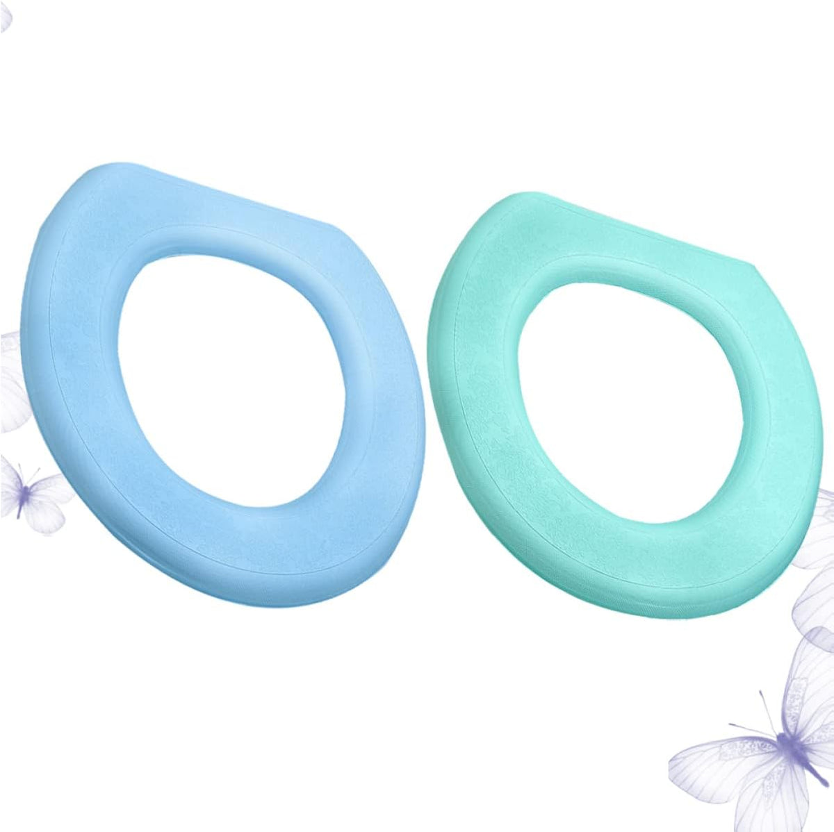 2pcs Eva O-Shaped Toilet Seat Cover Pads Thickened Sticky Design for Easy Cleaning Soft and Comfortable for Home Bathroom Green